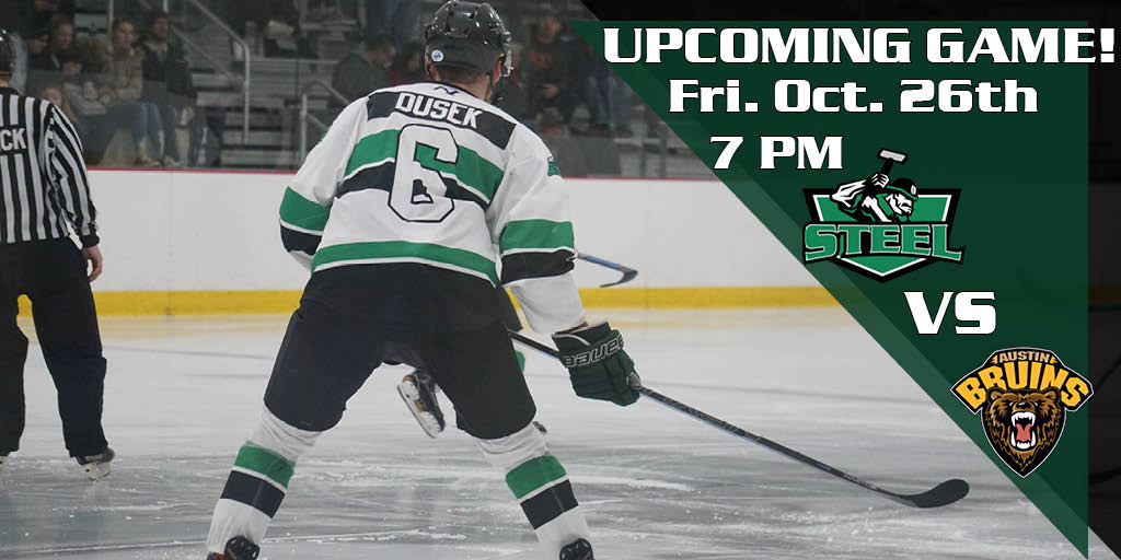 Steel face the Austin Bruins THIS Friday, October 26th at 7:10. It's Halloween Costume Night presented by Goodwill. An adult and kid costume contest will take place between the 1st intermission with the chance to win a $25 gift card from Goodwill! 
🎟️boxoffice.diamondticketing.com/chippewasteelh…