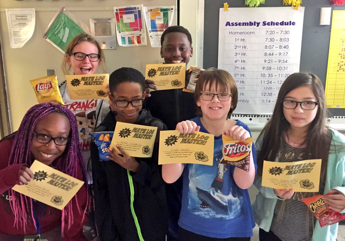 MsLaymanMath's tweet image. I’m so proud of my students who consistently turn in their math logs each week! Congrats to the 1st quarter math log masters! #BridgerBold