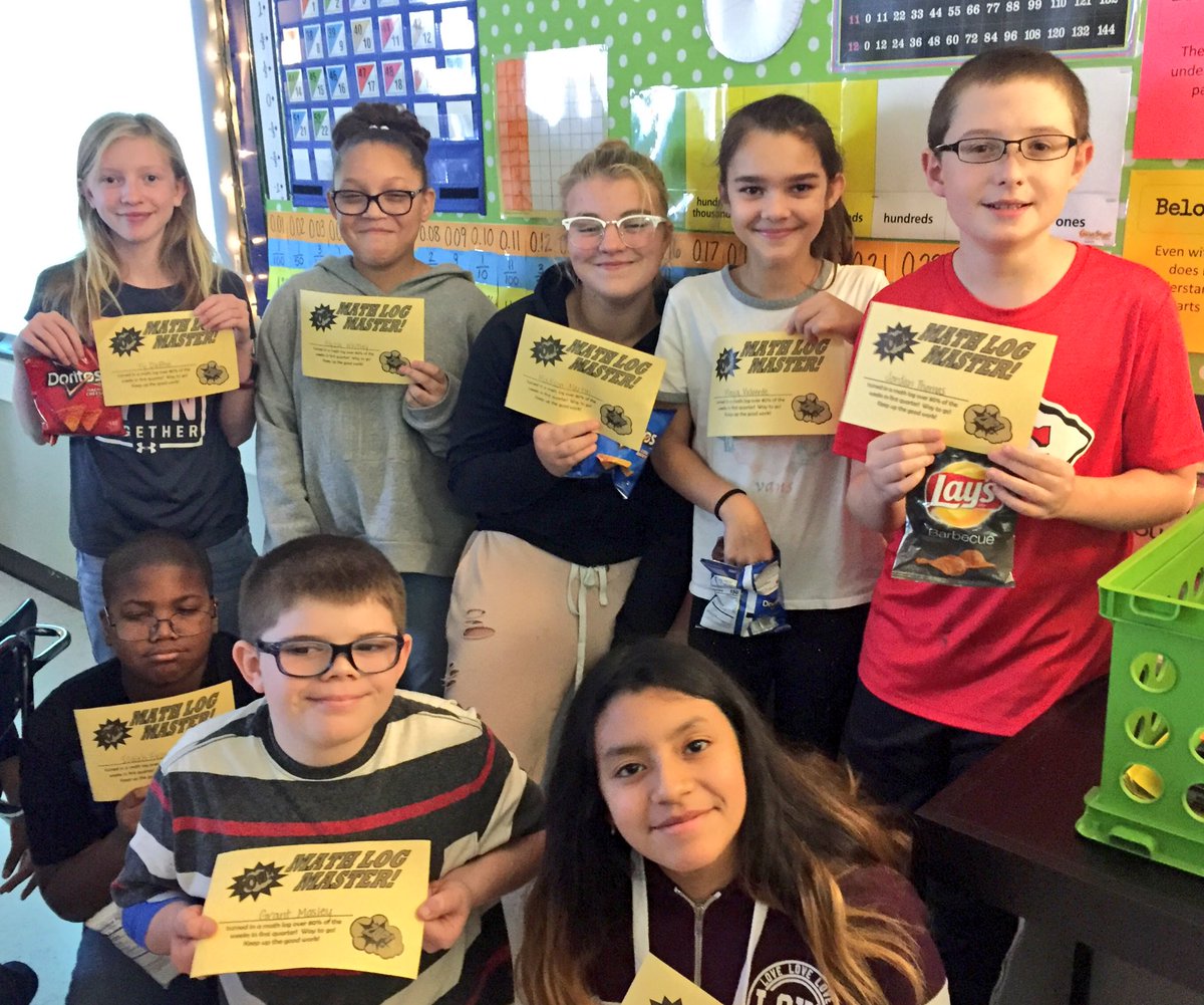 MsLaymanMath's tweet image. I’m so proud of my students who consistently turn in their math logs each week! Congrats to the 1st quarter math log masters! #BridgerBold