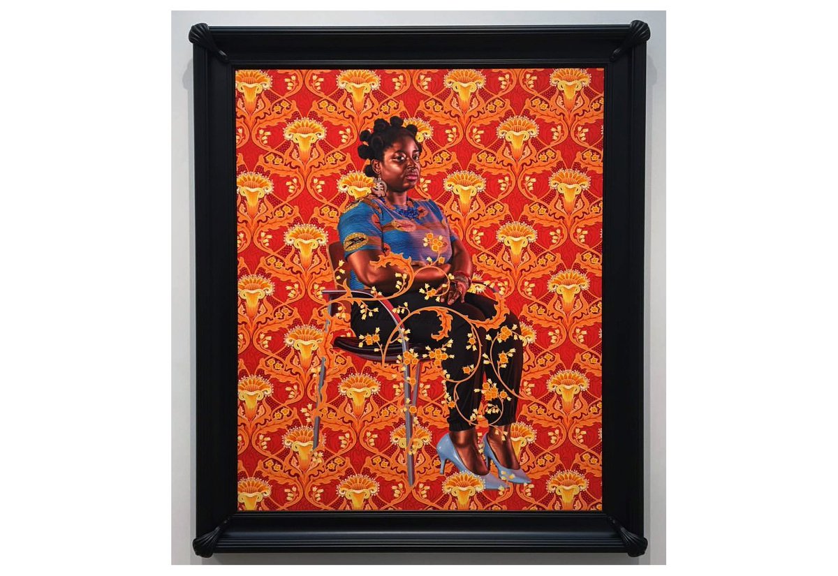 bdavidgallery's tweet photo. Gallery’s artist Yvonne Osei is personalized in one of Kehinde Wiley painting “Madame Valmont” (aka Yvonne Osei), part of the amazing exhibition “Kehinde Wiley: St. Louis” at .@StlArtMuseum 

#YvonneOsei #KehindeWiley #STLartmuseum #HannahKlemm #SimonKelly #RobertsProjects https://t.co/jwM3YpwRX8