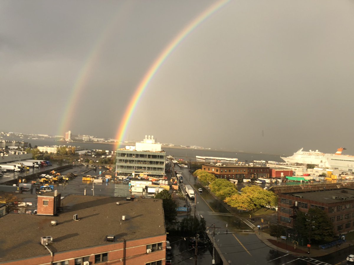 TKSkenderian's tweet photo. There is a #rainbow in #Boston. At its base, is a porta-john. I am now going to the porta-john to find the #lottery ticket. Also today the #redsox are in the #worldseries and there are #tonadoes so this is a normal day so far. https://t.co/rnMaB5Vsfu