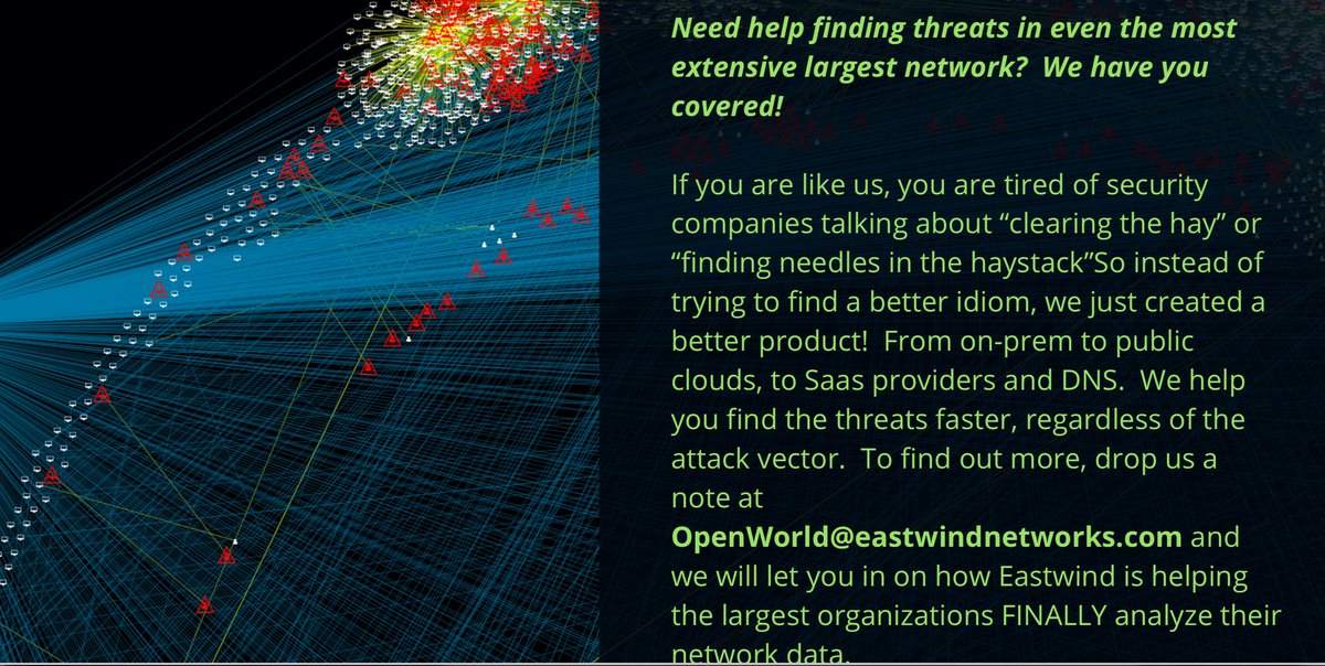 eastwindcyber's tweet photo. Want to learn what Eastwind is doing at #OpenWorld2018? Drop us a note at OpenWorld@eastwindnetworks.com #oracleopenworld @oracleopenworld https://t.co/QnuyVdQK0I