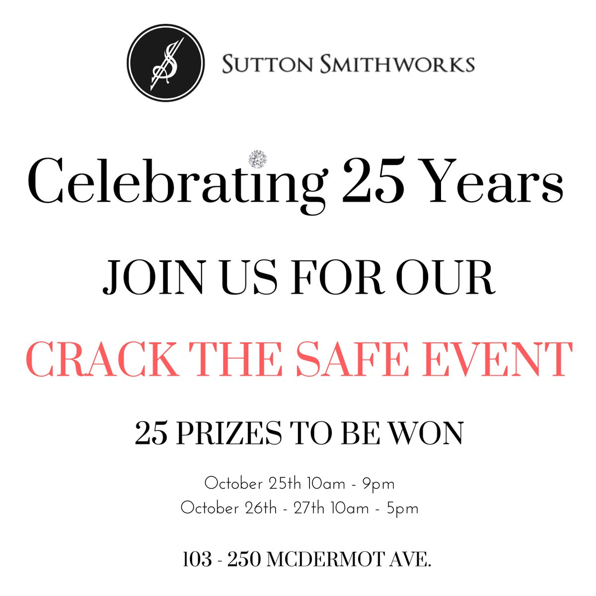 SSmithworks's tweet photo. TWO MORE SLEEPS BEFORE OUR BIG EVENT. 25 prizes are waiting to be won.

Come and Join us this Thursday, October 25th until Saturday, October 27th for your chance to win. https://t.co/knmEdm3jpl