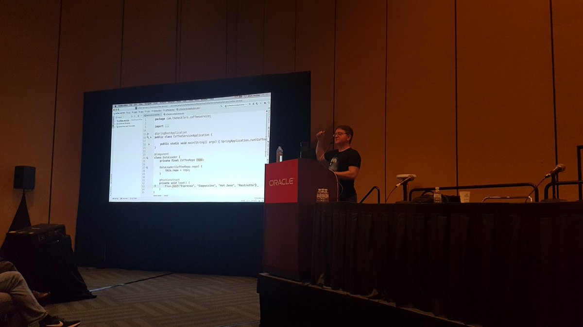 hiqinternat's tweet image. Second day @OracleCodeOne
@mkheck talking about
"Full-Stack #Reactive Java with Project Reactor and #springBoot2"
Coding a coffee service.