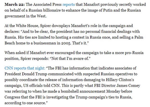 79) A big focus of the leaks is Swamp Creature Paul Manafort, who infiltrated the Trump Campaign, probably in an effort to sabotage it for his 'friends.' Like, Oleg Deripaska who Manafort hoped would forgive his debt for passing intel on Trump to Russia.