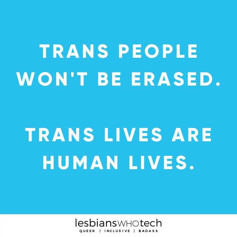 lesbiantech's tweet photo. #EverybodyShouldGet to live without discrimination. Support the work of orgs like @TLDEF @TrevorProject @TransTechSocial @TransEquality #HellNoToTheMemo #TransRightsAreHumanRights https://t.co/6wgMmwnNGs