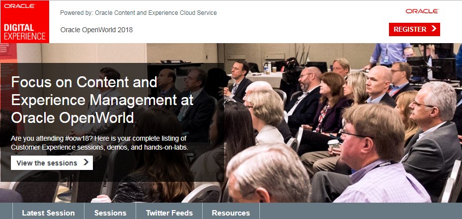 OracleDX's tweet photo. Coming up at 5:25 p.m. PT today 10/23 at The Exchange @ Moscone South - Theater 5 learn about The Customer Before and After CX and Oracle Content and Experience Cloud #OOW18 #OracleDX https://t.co/2BMDxwys23 https://t.co/YbUGQkWH5f