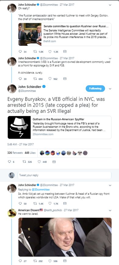 89) In the middle of this, former NSA official John Schindler  @20committee out of the blue but linked to Kushner, he reposts a link to an article about Evgeny Buryakov, the Russian spy apprehended in 2015 in NY. A case involving  @carterwpage & an FBI undercover casino sting!