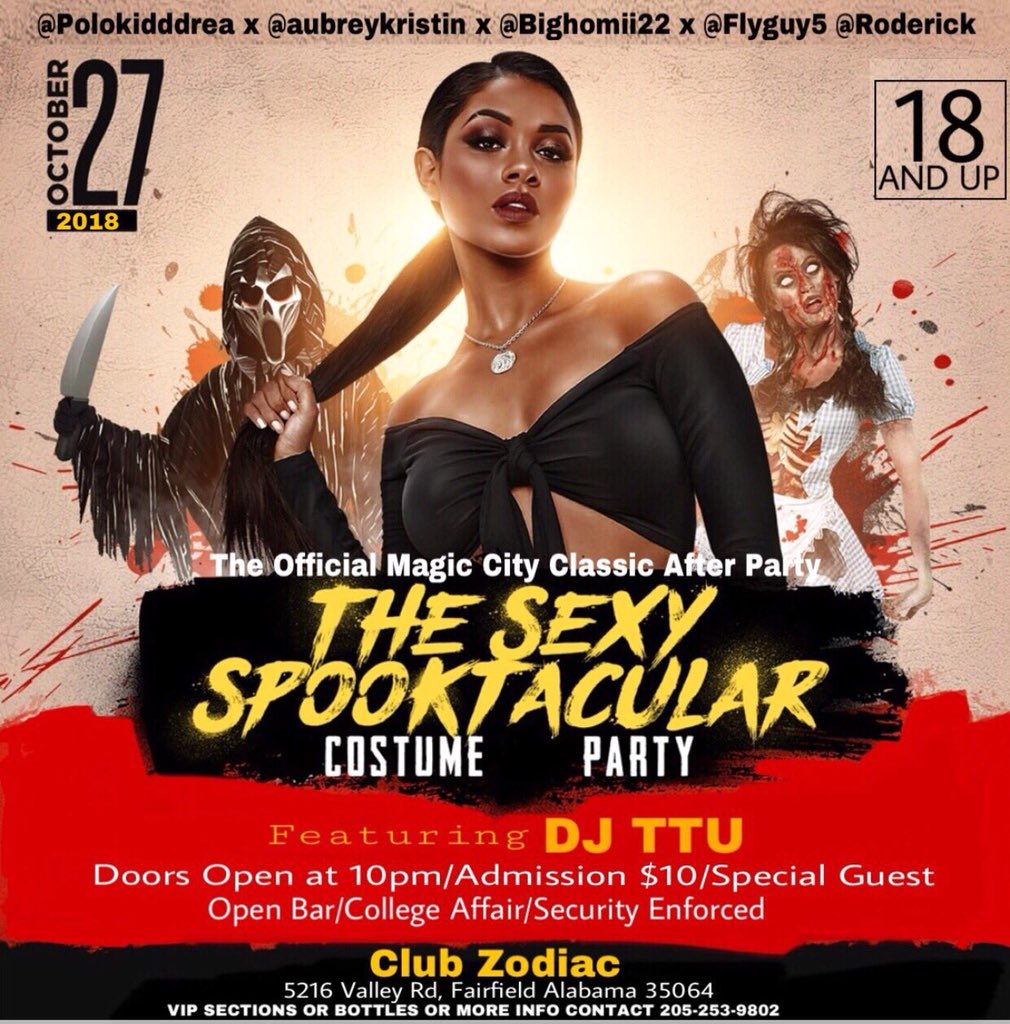 FullyLoadedSS's tweet photo. SATURDAY ‼️
•SATURDAY ‼️
🐾 #AAMU x #MyAsu x #Uab x #UA x #AU x #Skegee x #dirtymc😈 Da #HALLOWENAFTERPARTY🤤  #MCC2k18 • 
•#AAMU
The CHEAPEST PARTY IN BIRMINGHAM $10 ALL NIGHT LONG https://t.co/4OQf5kwZ8a