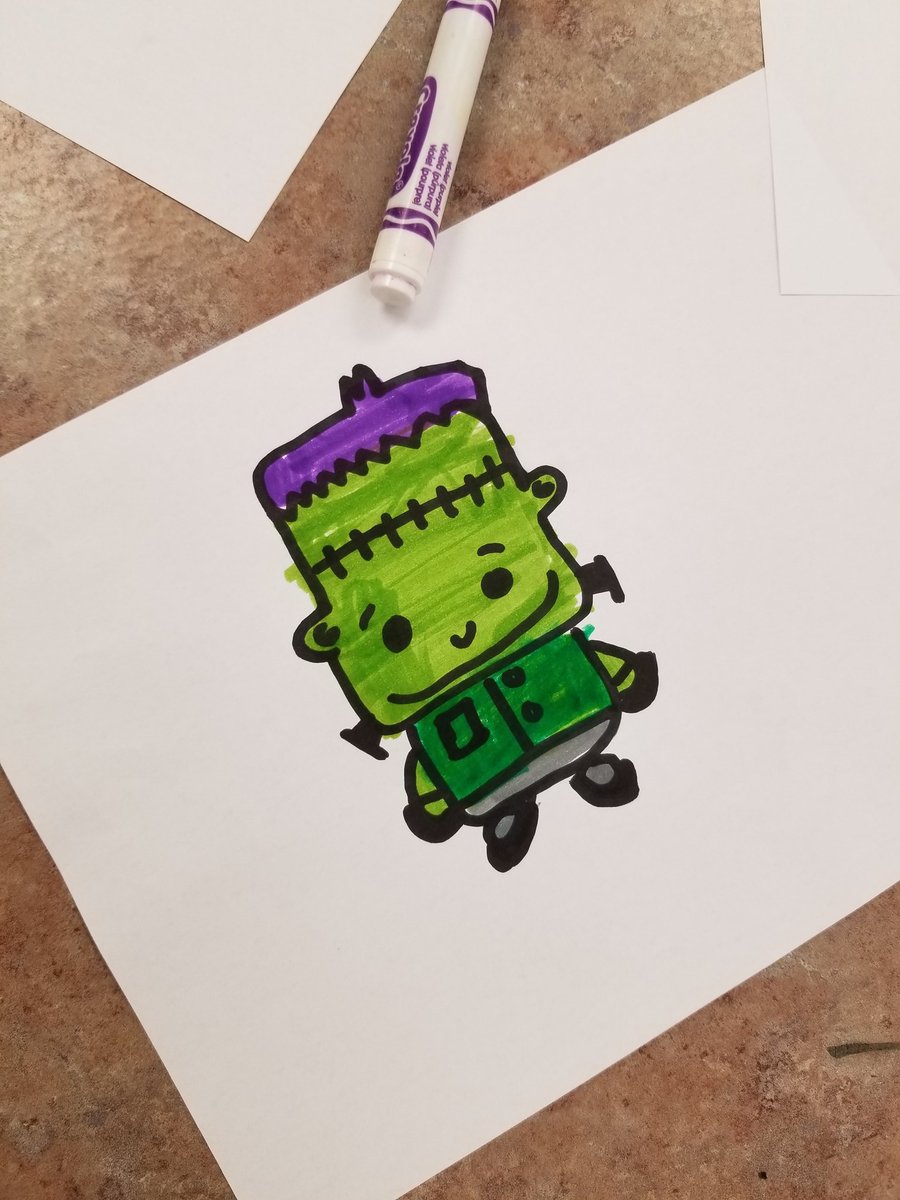 MsGallagherWES's tweet photo. 2nd grade artists at WES learned how to create a cartoon Frankenstein today thanks to @ArtforKidsHub !! They were very proud students. #artmatters #arted #halloweenart #Elementary #art #rtsd #wayneart #cartoons #2ndgrade https://t.co/CLWWd3fGSy