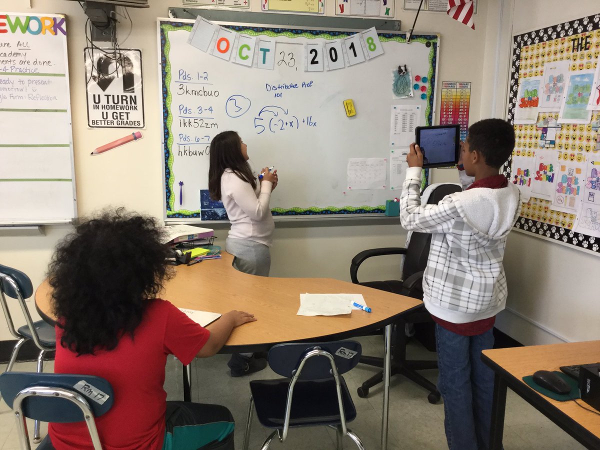 cunninghammath's tweet photo. Students were given choices for their distributive property project today. Choices included performing a skit, writing a song/rap, writing a short story or even filming themselves teaching a lesson!  The students by far exceeded my expectations.  #pembertoninnovates https://t.co/dEPF2iITBu