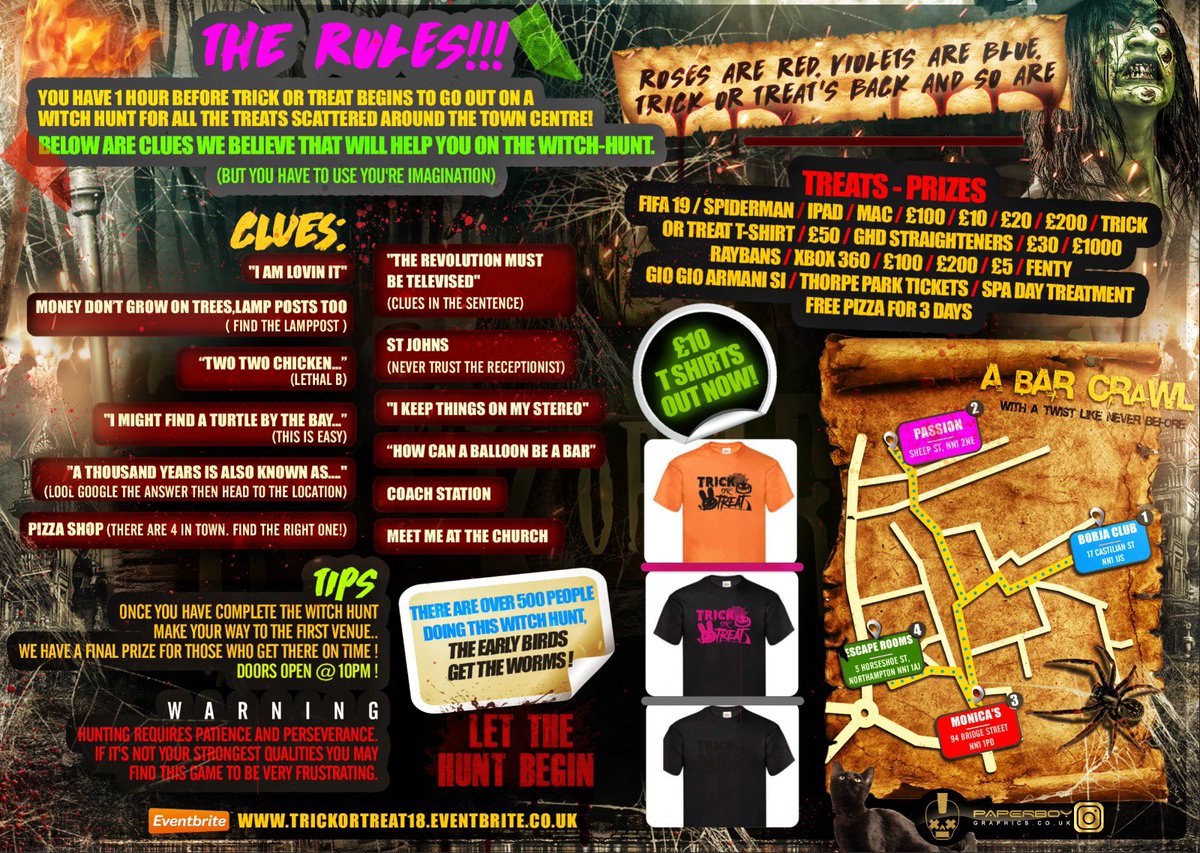 ThePlayHousePR's tweet photo. 👻☠️#TrickOrTreatNN2 👻☠️ @_afpr

 T-SHIRT COLLECTION DATES 📢‼️
🗓Sunday 28th October 
🧟‍♂️Monday 29th October 
👚Tuesday 30th October 

Last Minute Physicals Available On All 3 Days ✨‼️🎉

Let The Witch Hunt Begin 🧙🏾‍♀️😈
Make Sure You Don’t Miss It 👀
👕https://t.co/lfmxSi2xo5 https://t.co/qO3LmeSUVQ