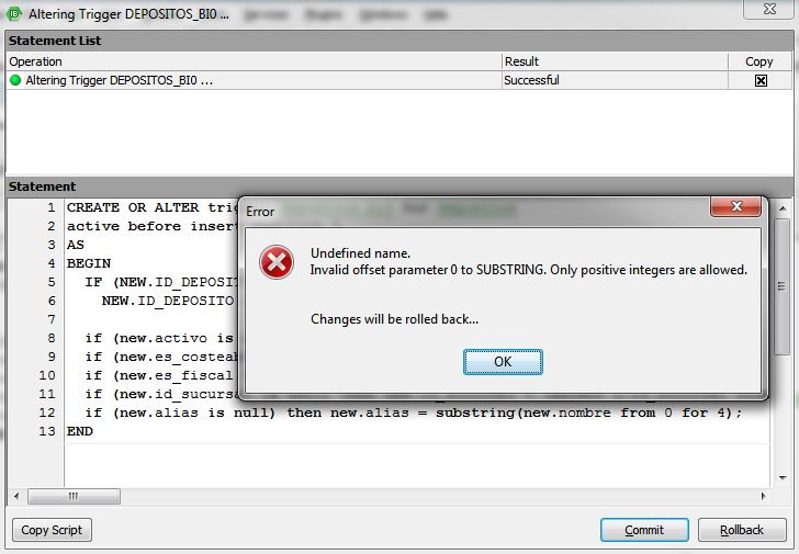 carlaoca's tweet image. Invalid offset parameter 0 to SUBSTRING. Only positive integers are allowed.
#SQL #FirebirdSQL #SUBSTRING