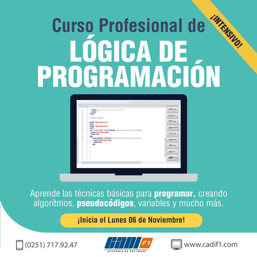 CADIF1's tweet image. Desde ¡YA! Puedes inscribirte en nuestro curso INTENSIVO de lógica de programación nivel I. Fecha de inicio lunes 06 de Noviembre de 8:45am a 12:30pm.
¡NO TE QUEDES SIN CUPO!
#CADIF1 #CursosBarquisimeto #YoProgramoConCADIF1 #LógicaDeProgramación