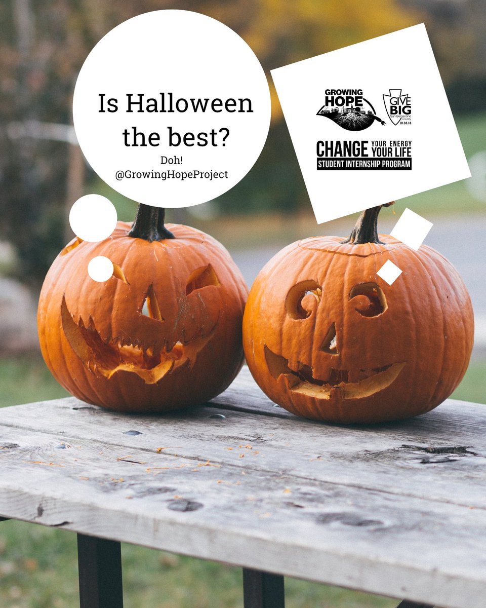 What do you like most about Halloween? Comment below 👇🏼. Help us fund 7 internships.  Go to: bit.ly/GrowingHopePro… for our #GiveBigSBCounty campaign or search for Growing Hope Project <a href="/givebigsbcounty/">Give Big SB County</a> - All funds raised go directly to <a href="/SanAndreasHigh/">San Andreas High</a> student internships.
