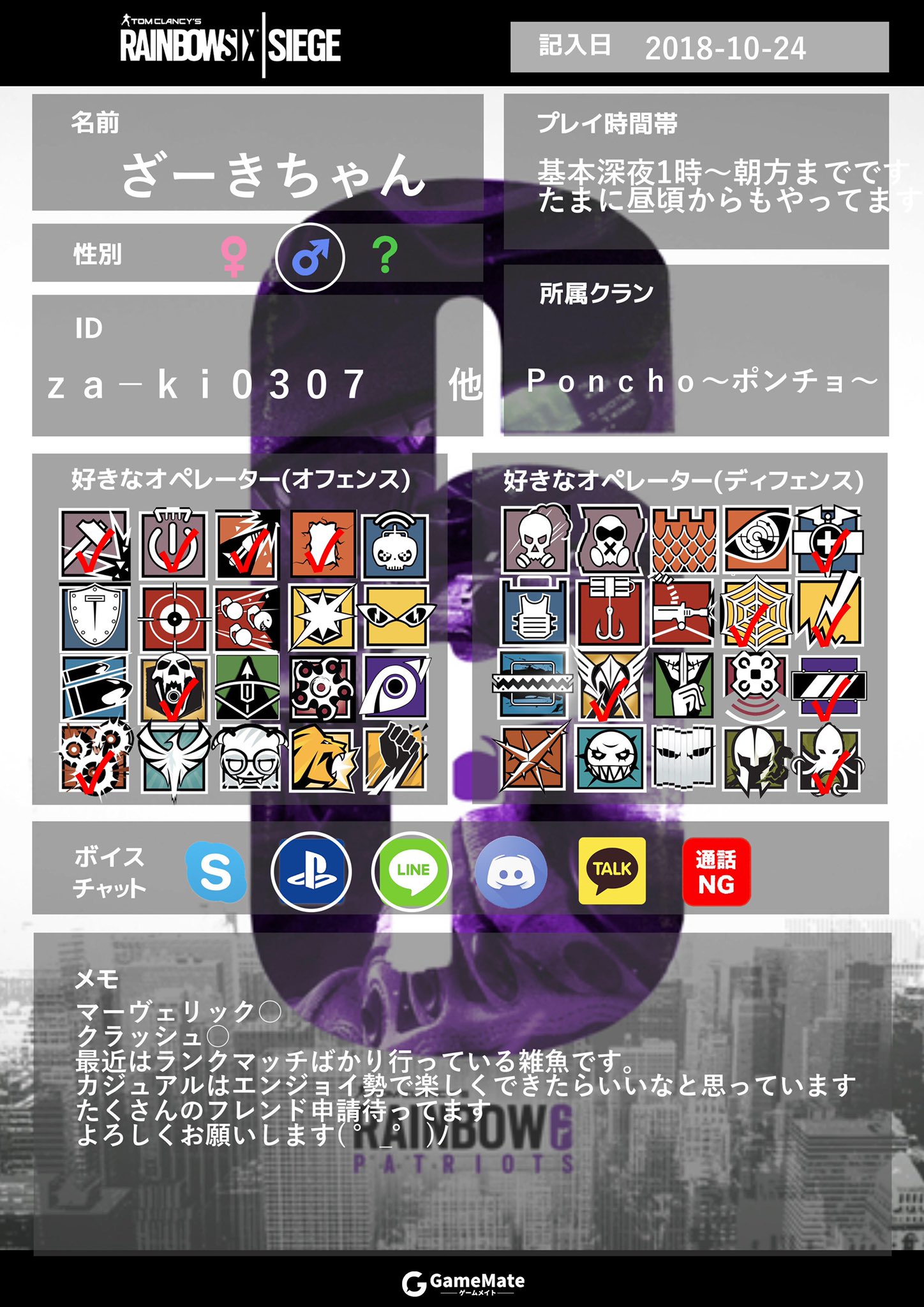 レインボーシックスシージ自己紹介カード Twitter Search Twitter