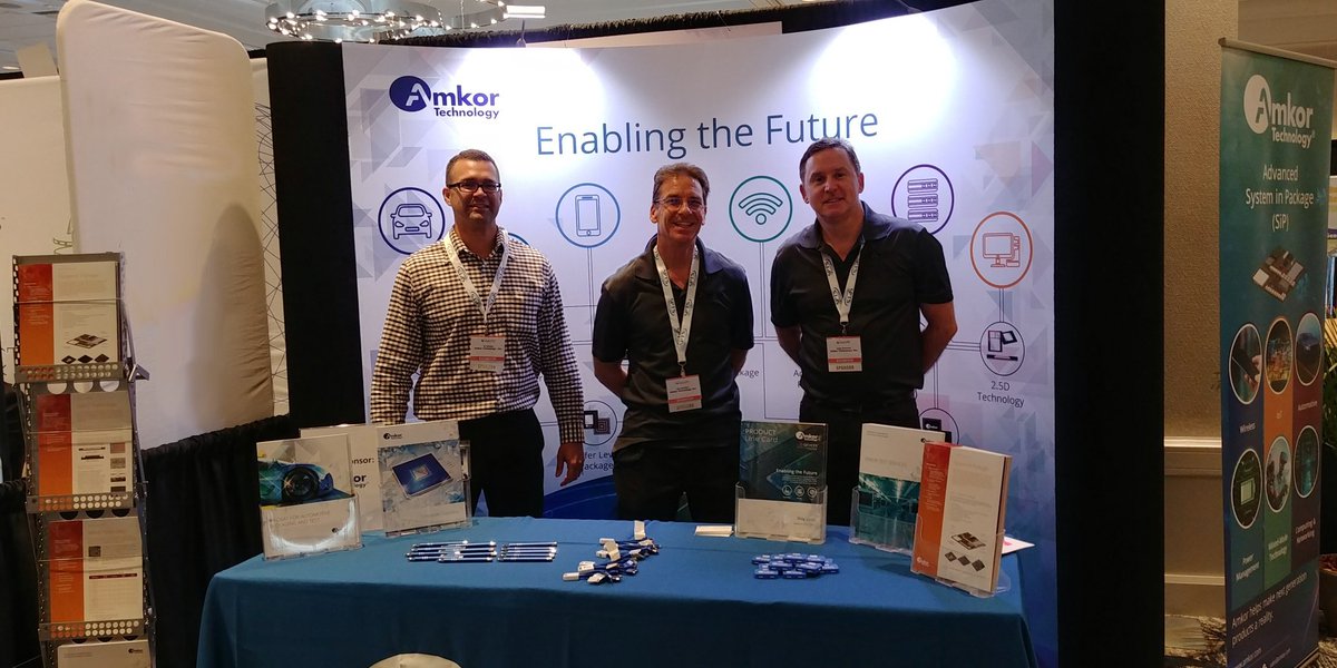 AmkorTechnology's tweet photo. Amkor packaging experts are on hand at the International #WaferLevel Packaging Conference (#IWLPC), being held at the Doubletree in San Jose, today and tomorrow. Visit us at booth #35, we will be happy to discuss your #semiconductor packaging and test services needs. https://t.co/Tuau3GnZFW