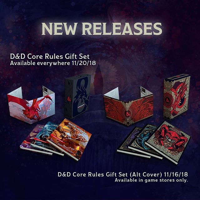 Wizards_DnD's tweet image. Look for the Core Rulebook Gift Sets to be available everywhere on Nov. 20, with the alternate cover Core Rulebook Gift Set with covers designed by @hydrosevenfour in game stores on November 16. #dnd #corerules #5e #giftset ift.tt/2RaOMYj