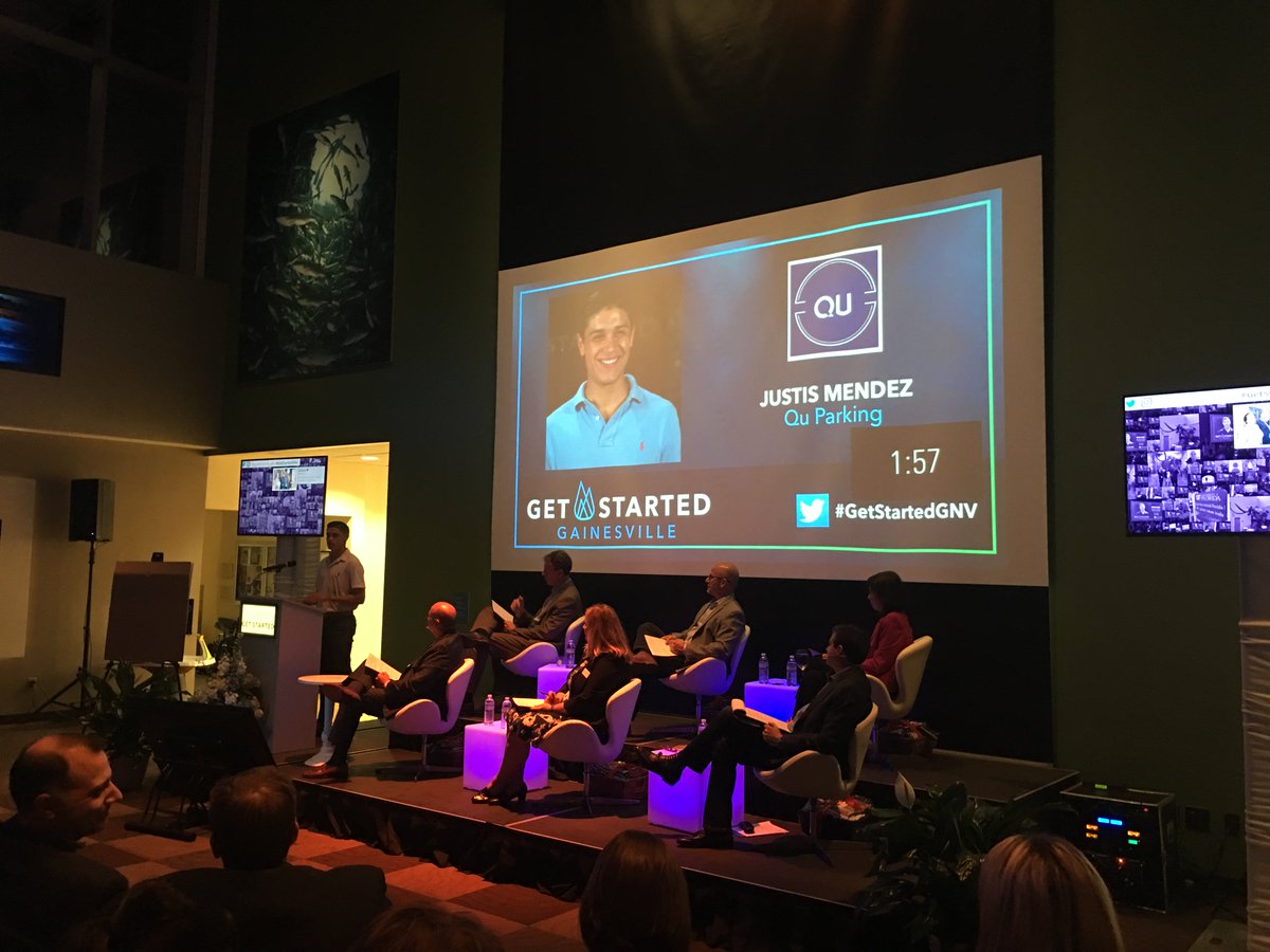 coxbusiness's tweet photo. We're halfway through. Our 3rd #GetStartedGNV pitcher is Qu Parking - The are addressing the lack of street parking in Gainesville by creating a peer-to-peer parking platform that allows users to rent out their residential driveways to drivers in need of parking. https://t.co/iyjbXDfNl5