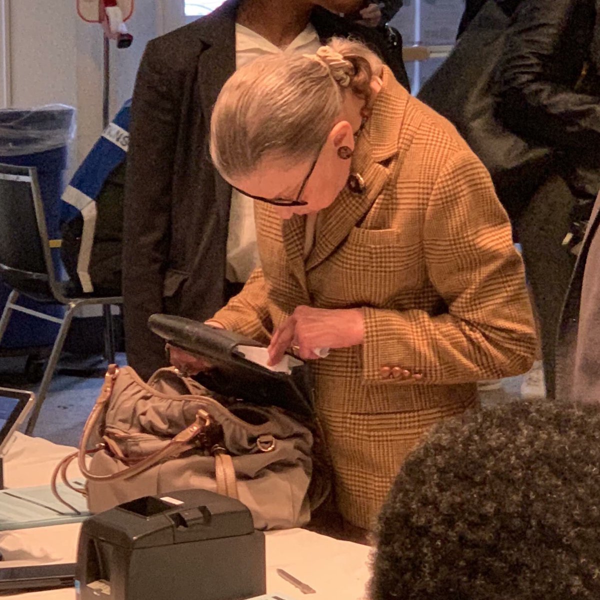 mattmfm's tweet photo. A friend spotted RBG voting early today. 

Be like RBG: if you’re able, go vote early! https://t.co/Ane6OwpXH0