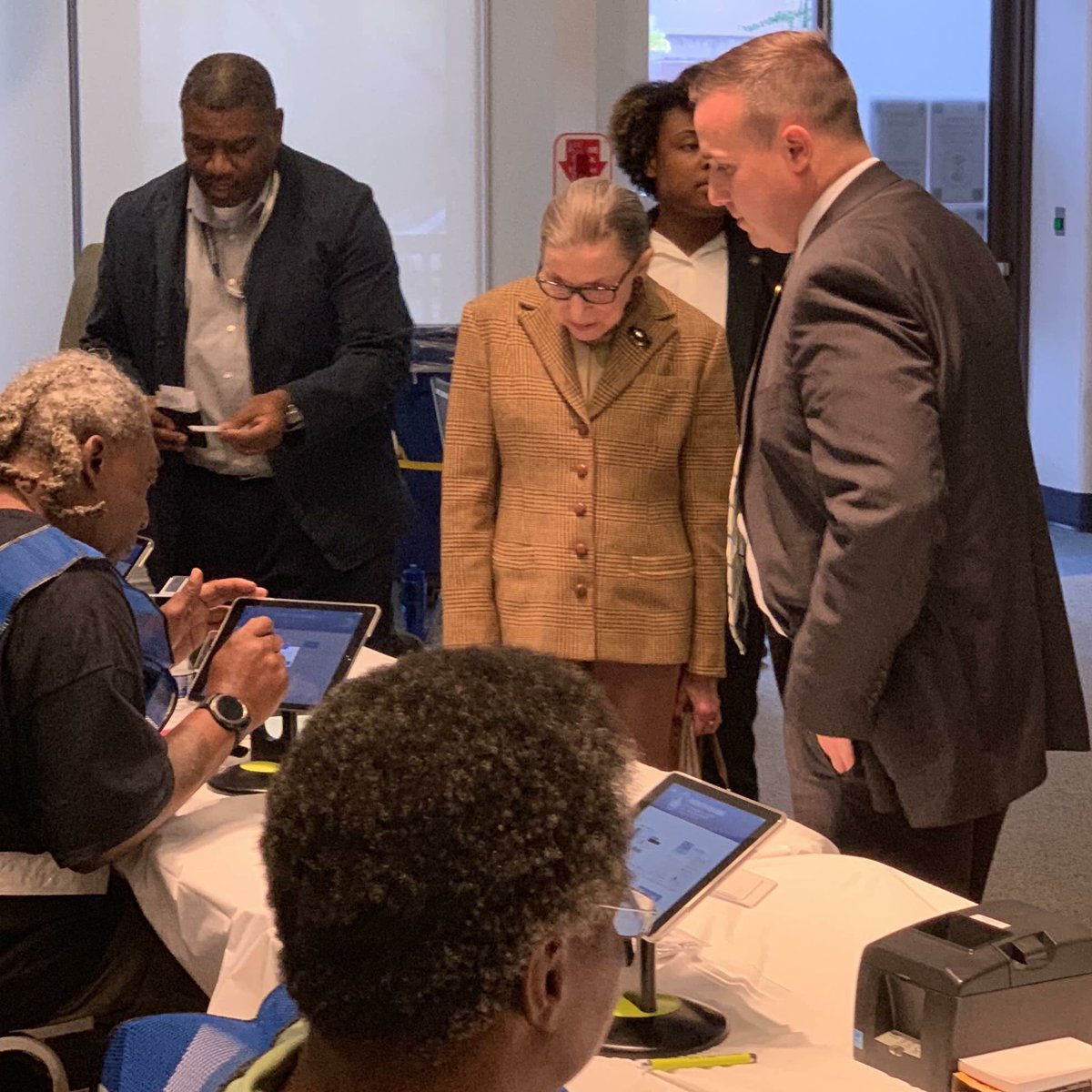 mattmfm's tweet photo. A friend spotted RBG voting early today. 

Be like RBG: if you’re able, go vote early! https://t.co/Ane6OwpXH0