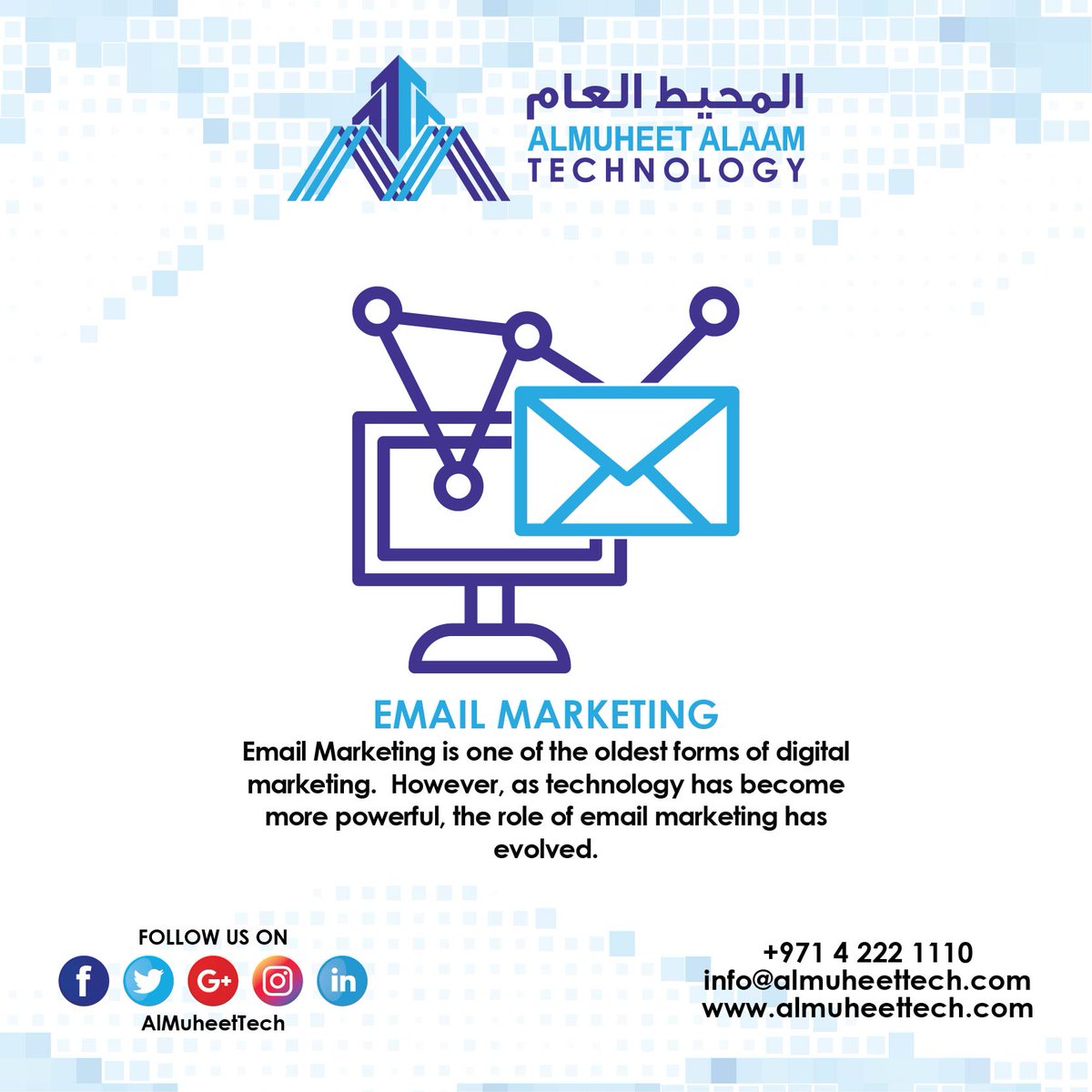 AlMuheetTech's tweet image. #EmailMarketing
#SocialMediaMarketing #PPC #GrowYourBusiness #BrandIdentity #SearchEngineOptimization #DigitalMarketing #SotwareDevelopment #WebDevelopment #GraphicDesign #MobileAppDevelopment #Dubai #tagsforshare #dubaimall #print ا #الدمام #المدينة_المنورة #السعو#ديه #جدة
