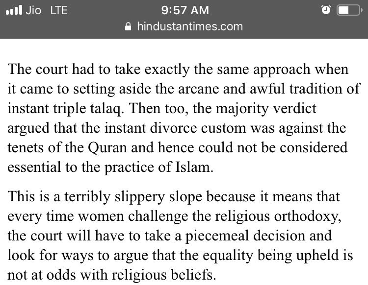 22/n  @BDUTT again u seem like a confused soul when u compare  #InstantTripleTalaq with this case. Ma’am any sane person will tell u it’s a civil ground compared to which Hindu adopted Hindu Code in 1951. It took only 4 years ma’am for  #intollerantHindus