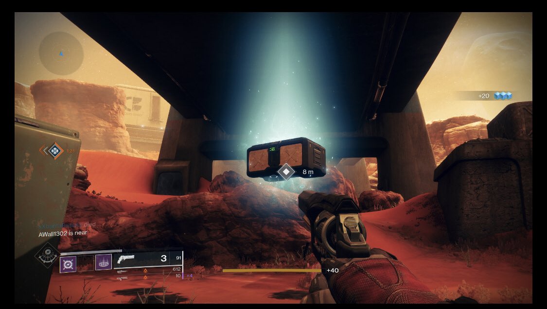 GrahamHickman79's tweet photo. Ok @Bungie when did you start magic tricks? Floating chests...very impressive ha. I’m tall but not that tall ha, good job my Warlock is a master jumper  #destiny2 #Destiny2Forsaken #warlocksrule #FestivalOfTheLost #primus #gmaster147 https://t.co/zmV2qg9W4x