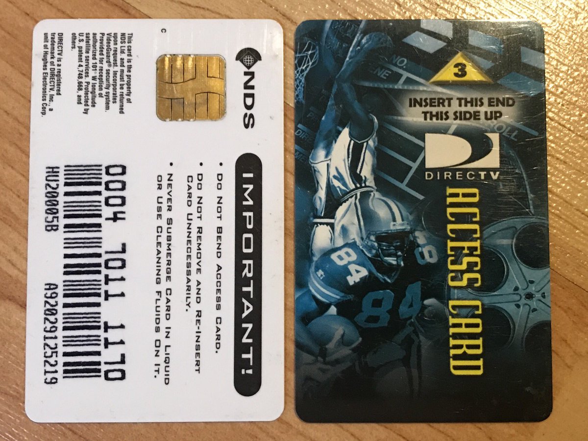 The smartcard used by DirecTV after the “H card” became known by pirates as the “HU” card. This was the third smartcard series for DSS (P3 card - period 3). Sometimes referred to as “the football card” because of the artwork on the back of the card.