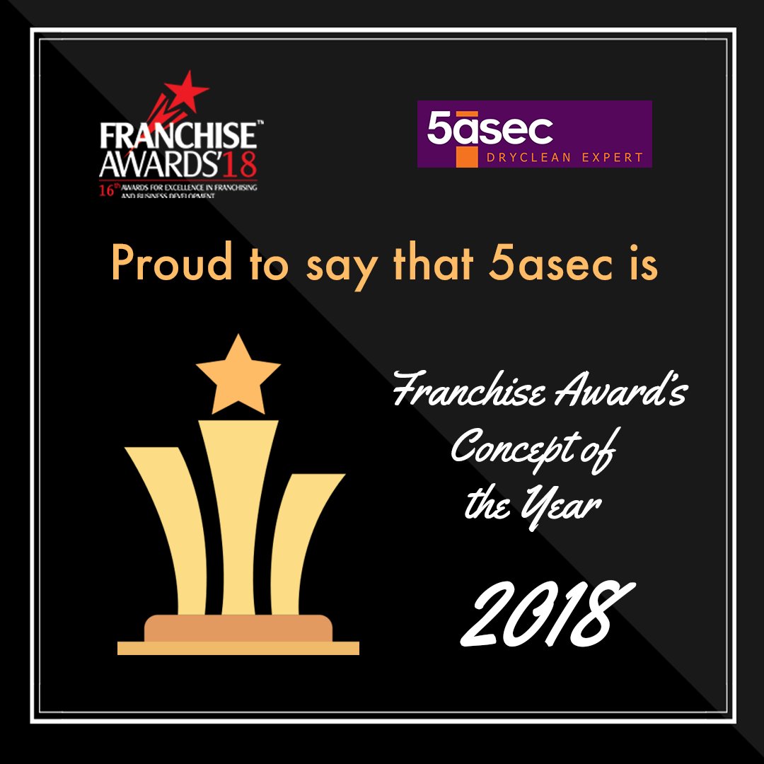 Proud to say that 5asec India has won the Franchise India Award for "Concept of the year" at the #FranchiseAwards2018! We hope to bring out amazing new ideas and creativity every time. #FranchiseIndia2018