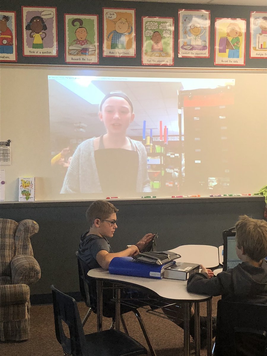 MJordanSMS's tweet photo. @JCSD_SMS students just ‘hanging’ out meeting our @JCSD_HZE 5th grade consumers for our Game On! Board Game Project. Asking questions to bring their dream board games to life! Possibly one of the coolest projects EVER!! #googlehangouts #5thgradebuddies https://t.co/rnLZnVRsmj