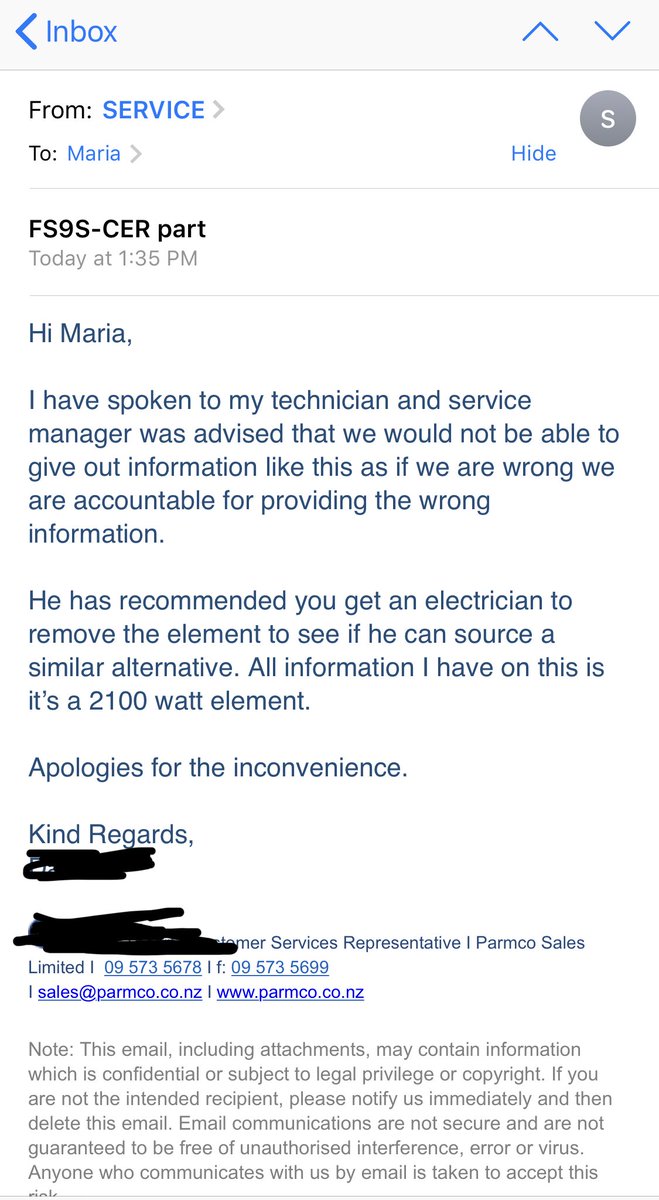 ⁦⁦<a href="/ParmcoLetsCook/">Parmco Let's Cook</a>⁩ ⁦<a href="/Parmco/">Parmco</a>⁩ Fan bake element in a perfect condition oven that’s eight years old has failed. Model no longer made. Reply about what the a $80 alternative part option is...Parmco won’t inform me.  It’s their oven.