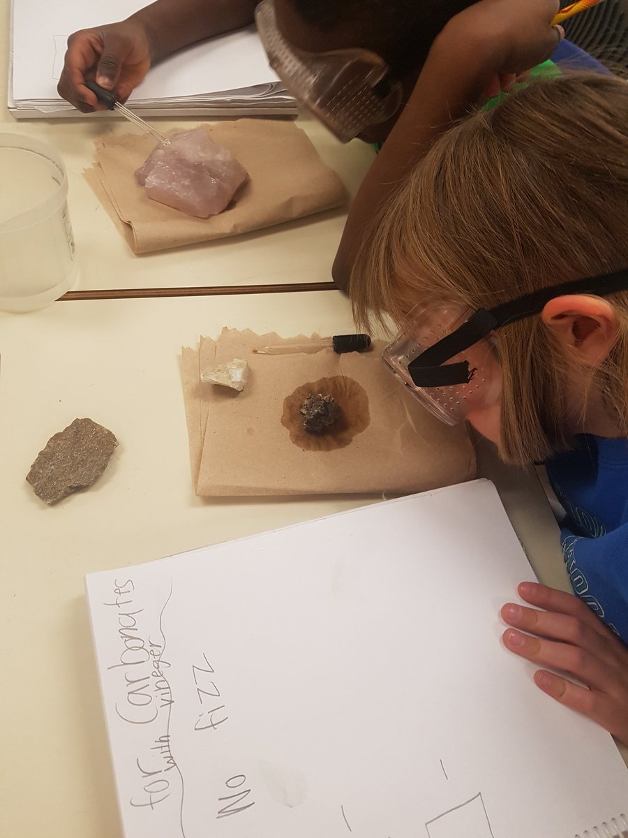 Soaringingrade3's tweet photo. Today students tested rocks for the presence of carbonates using vinegar. #jrgeologists #hawkwood3s https://t.co/o57iopgLge