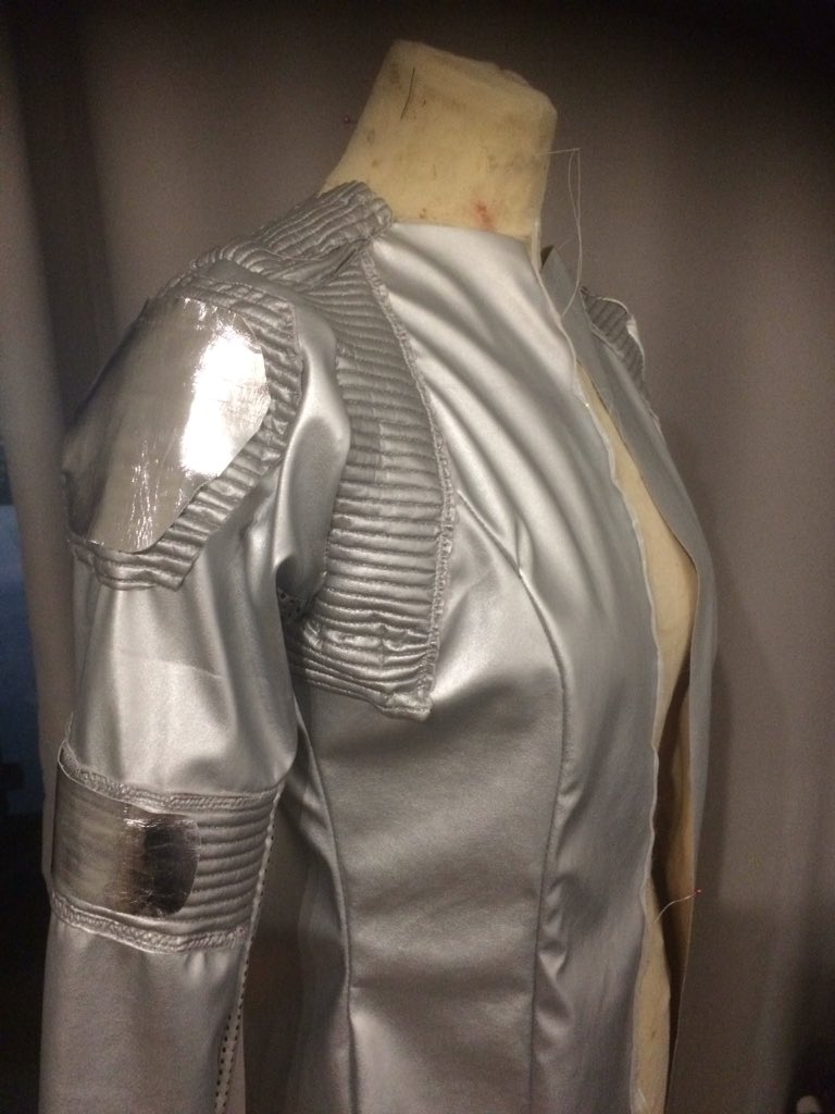 chriswilmer82's tweet photo. ANOTHER bodysuit commission. Cut on the stand Hand stitched and ready for the over locker. Roll on next week for a break! 😂 #superherosuit #costumemaker #costumedesigner #bespoke #bodysuit #silverbodysuit #marvel https://t.co/WShubByIRi