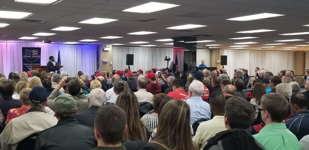 JohnJamesMI's tweet photo. T MINUS 14 DAYS: Thank you, @LaraLeaTrump for rallying with us tonight in Jackson.💪 We are FIRED up to continue our SURGING momentum on our mission to protect the American Dream! LET’S FLY!🇺🇸🦅 #LetsFlyMI #MISen #TeamJohnJames https://t.co/QdUOM4nLYQ