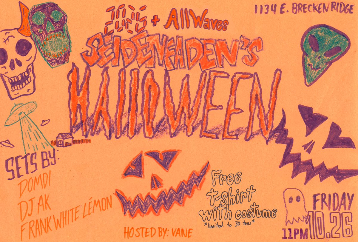 Savingourstyle's tweet photo. Stop by Seidenfadens this Friday for the #AllWaves x #2026 Halloween function! Free commemorative tees with costume (while supplies last), good drinks, & waves for days! Slide on us!!
#Louisville https://t.co/cr6KAH1LCI