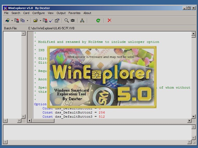 WinExplorer was a widely used tool for smartcard hackers, for writing “.XVB files”, VBScript programs that talked to smartcards or smartcard glitchers. Hackers would share, study, and modify an overwhelming number of .XVB files, a de facto standard for pirate satellite scripts.