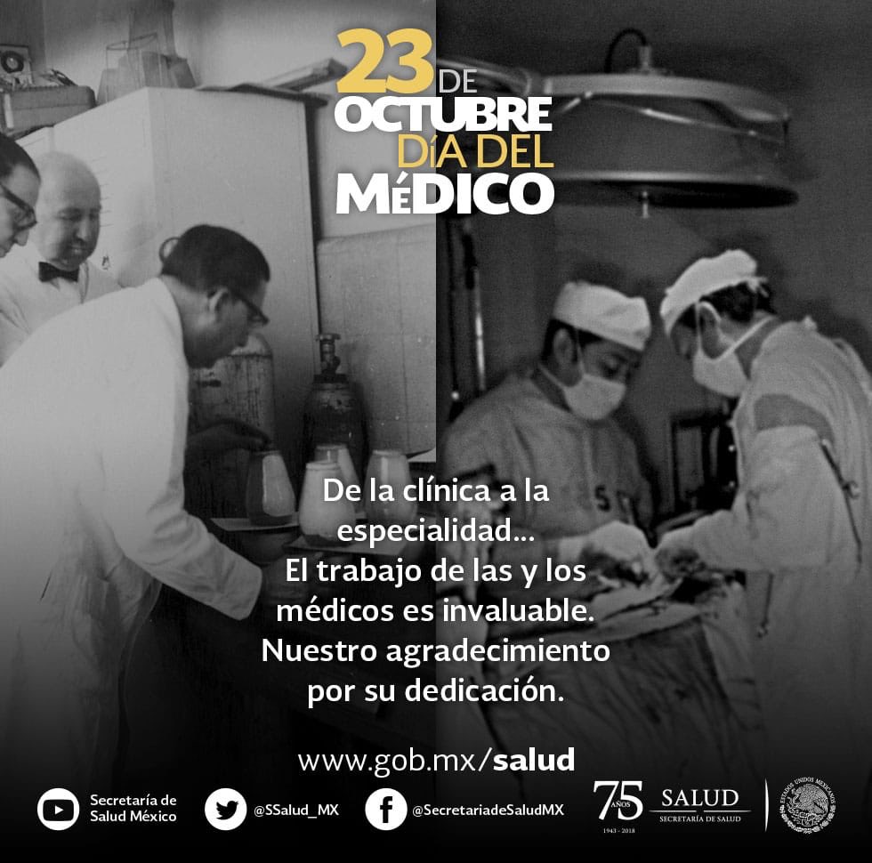 SSalud_mx's tweet photo. El trabajo de las y los médicos es invaluable.
23 de octubre. #DíaDelMédico https://t.co/fJnOEFDxik
