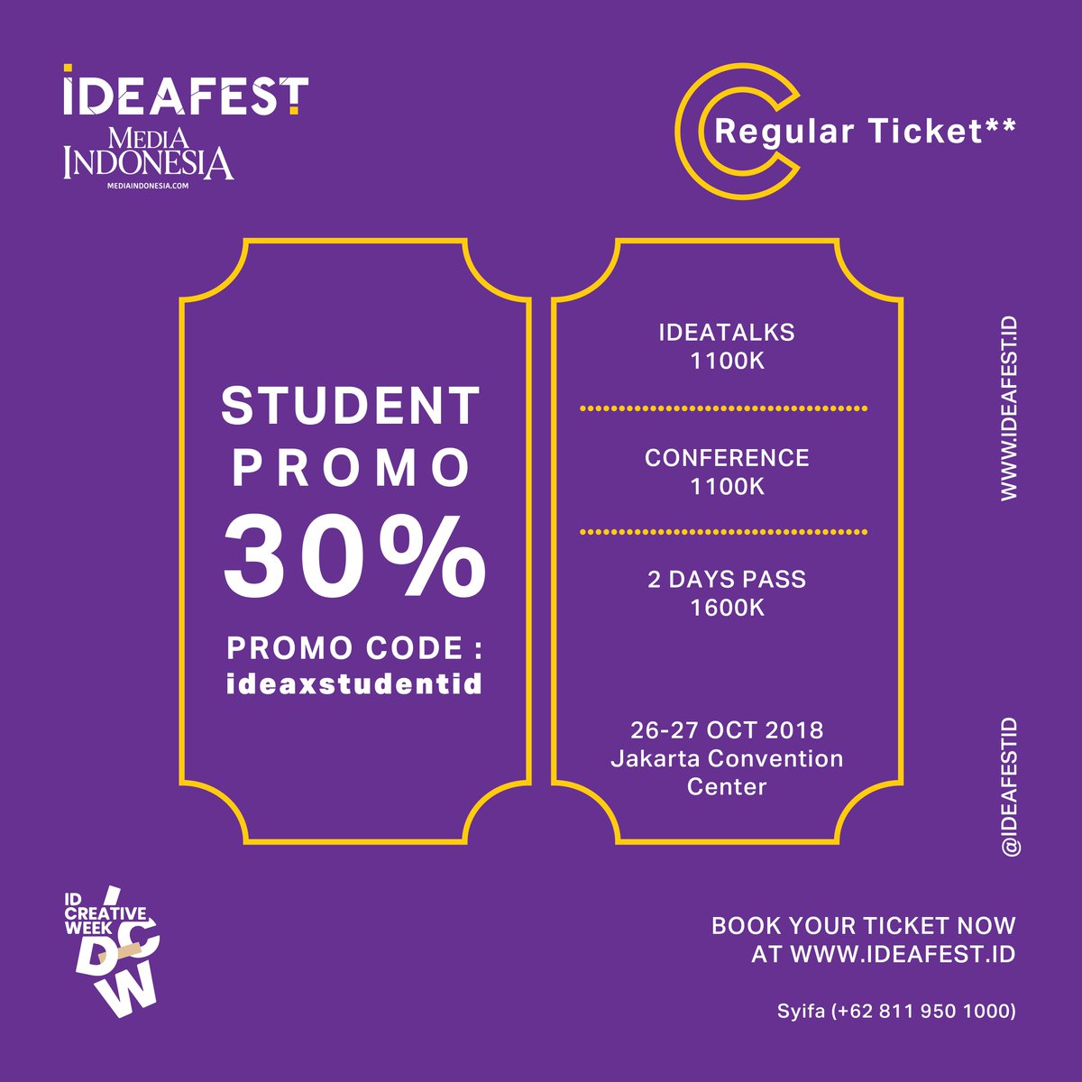 Are you a student or one of the member of community that has an interest in creative industry? Visit #IDEAFEST2018 <a href="/IdeafestID/">🔜 IDEAFEST 2024.</a> together definitely is the best answer for you! What are you waiting for? #IDEAFESTINFO #GENERASIC