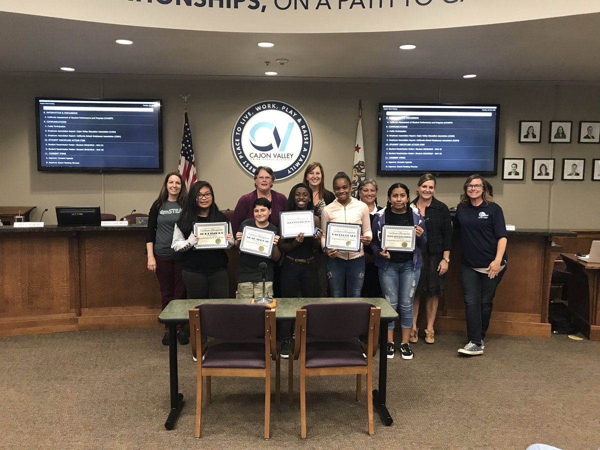 CajonValleyUSD's tweet photo. Recognizing @EmSTEAM_Music @EmSTEAMCVUSD students at tonight’s Board Meeting. https://t.co/bgmeKRe4Wb