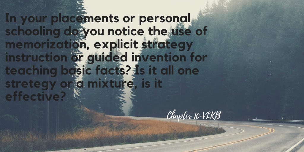 DelaneyMathews1's tweet photo. Q18: In your placements or personal schooling do you notice the use of memorization, explicit strategy instruction or guided invention for teaching basic facts? Is it all one strategy or a mixture, is it effective? #osuelemmath https://t.co/kOpqEyxLGS