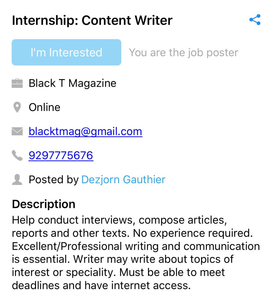 #BlackTMag has an open position