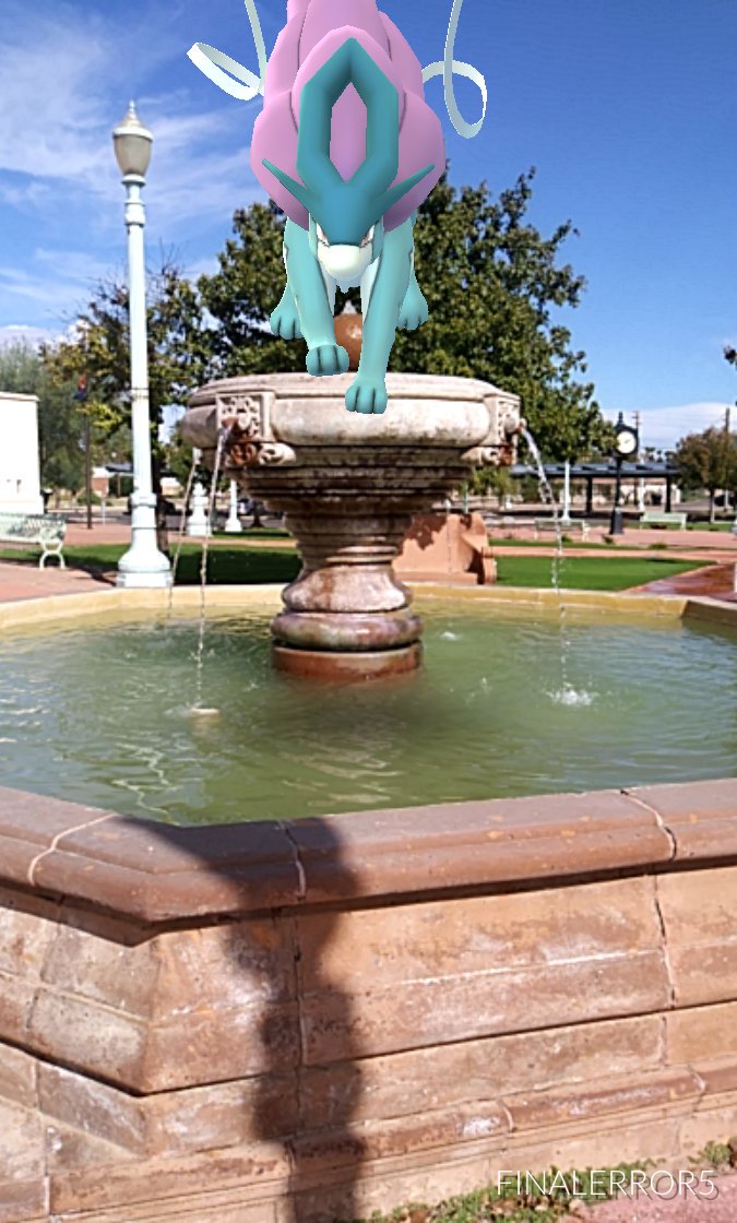 Finalerror555's tweet image. #PokemonGo #Pokemon #arphotography #ar #Legendary #anime #game #suicune #waterfountain #watetype