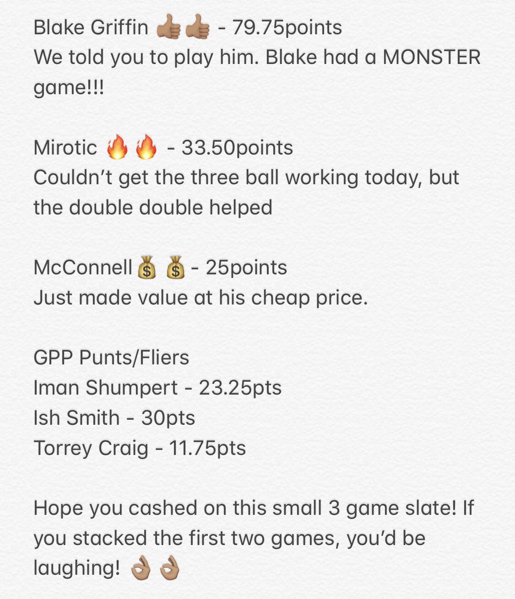 threeballdfs's tweet photo. PICK RESULTS #nba⁠ ⁠⁠ ⁠⁠ ⁠⁠ ⁠⁠ ⁠ #dfs #fantasybasketball #draftstars #splashncash https://t.co/ZCFDGTjhYY