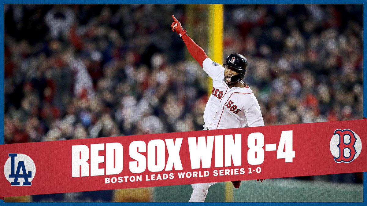 SportsCenter's tweet photo. Eduardo Núñez put the game out of reach with a huge homer over the Green Monster, and the @RedSox are up 1-0 in the World Series. https://t.co/09IcFCpWXg