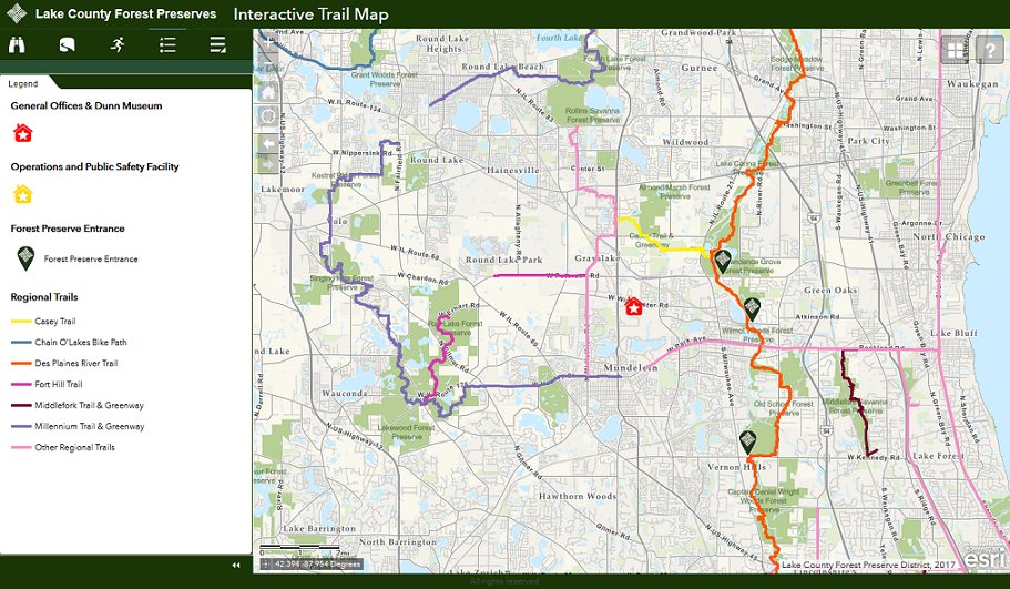 GIS_Bandit's tweet photo. Nice @LakeCountyIL Interactive Trail App built on #WebAppBuilder for #ArcGIS https://t.co/o7GzPc7fsW #LakeCounty #Illinois #trails #hiking #recreation #parks #govtech #esri #TheScienceOfWhere #GIS #mapping #maps @Esri @ArcGISApps @EsriSLGov https://t.co/ewOcktrQRz
