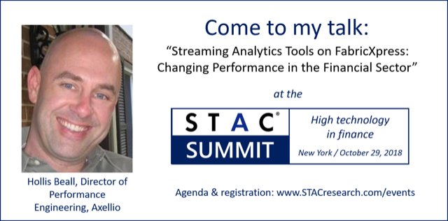 AxellioEdge's tweet photo. Calling all financial tech minds to STAC Summit! Join Axellio in NYC and discuss #Hive, #LLAP, #Spark, and how streaming analytics tools on FabricXpress deliver #LowLatency & #HighPerformance: #STACresearch #STAC2018NYC https://t.co/aWfRXawxrC https://t.co/zC6ABWPUP1