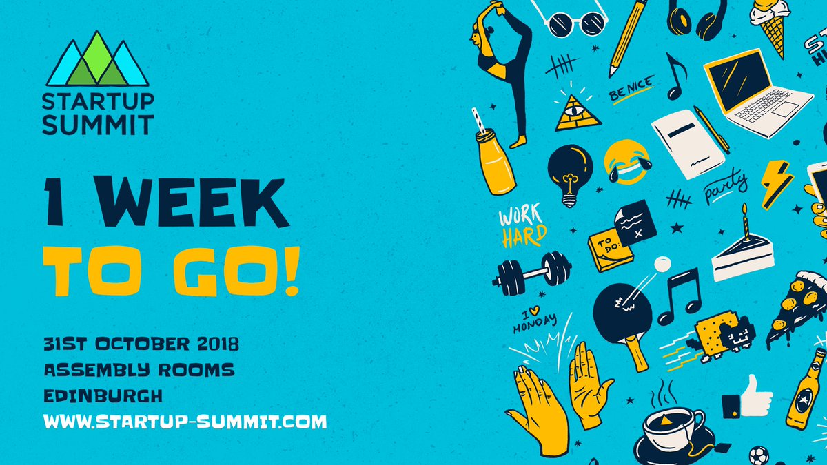 🚨 1 WEEK TO GO 🚨

It's almost time! This time next week <a href="/Startup_Summit_/">Startup Summit</a> returns to Edinburgh and we're bringing 30+ world class speakers, 30 exhibitors &amp; 1,000 entrepreneurs, investors &amp; business leaders with us! 🥳🎉

Final Release tickets ➪ startup-summit.com/tickets 

#SUS18