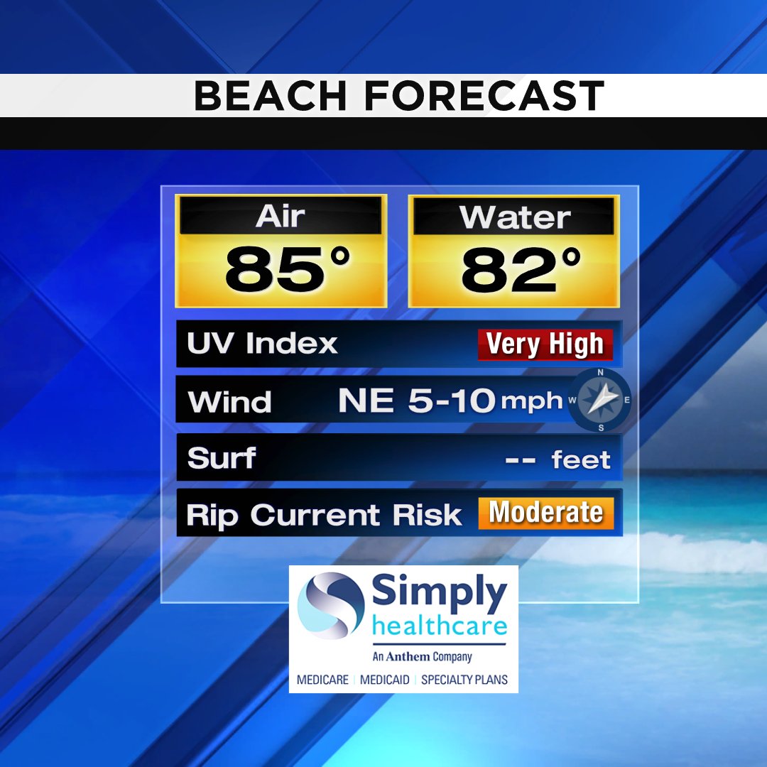 Here is your beach forecast for today #SOFLO #MIAMI #BEACH Presented by Simply Healthcare https://t.co/Rex140cdjw