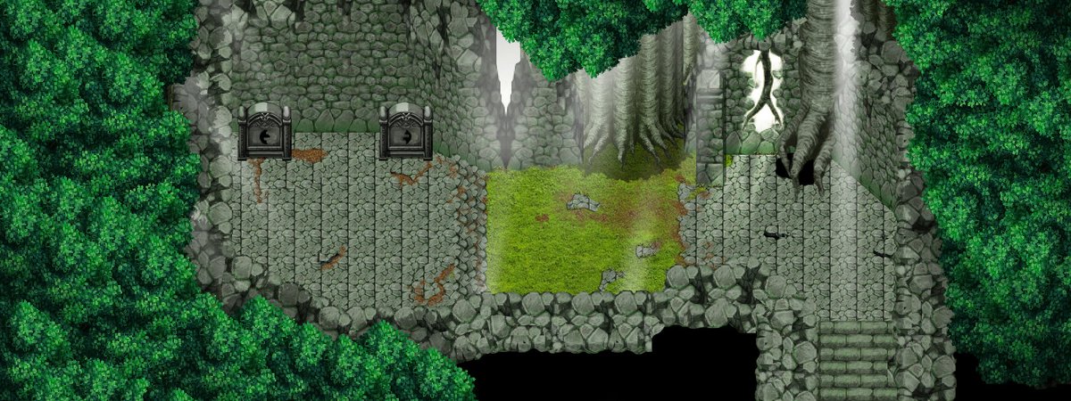 48x48ピクセルを敷き詰めたグリッド紙に手書きで書きスキャニング。
Photoshopでとにかく作るのみ。
出来たのがこちら。

#parallaxmapping #RPGツクールMV 